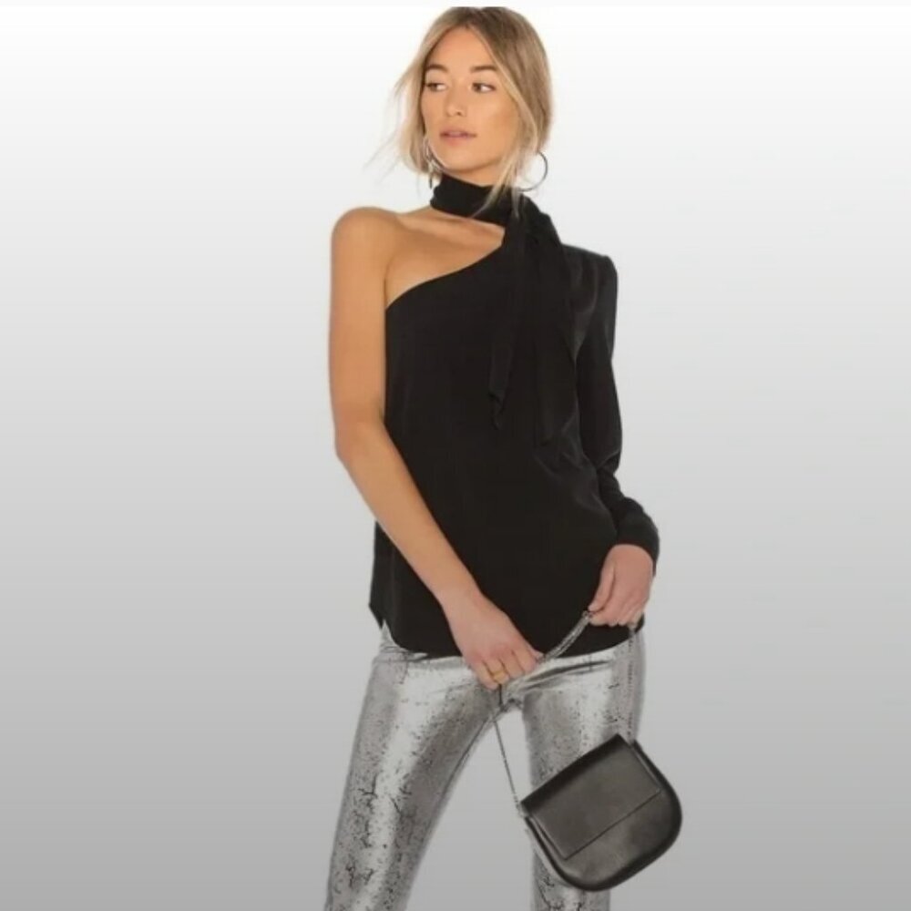 NWT AG Adriano Goldschmied Black One-Shoulder Blouse
